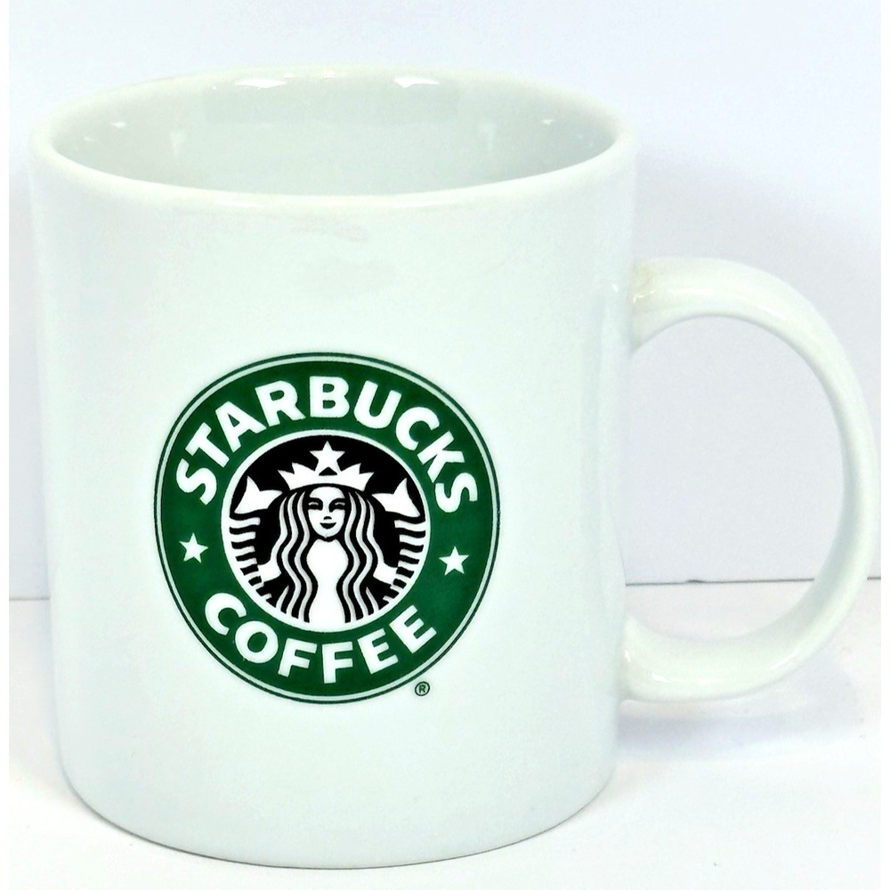 Starbucks 1999 Classic Green Siren Logo Coffee Mug White Vintage